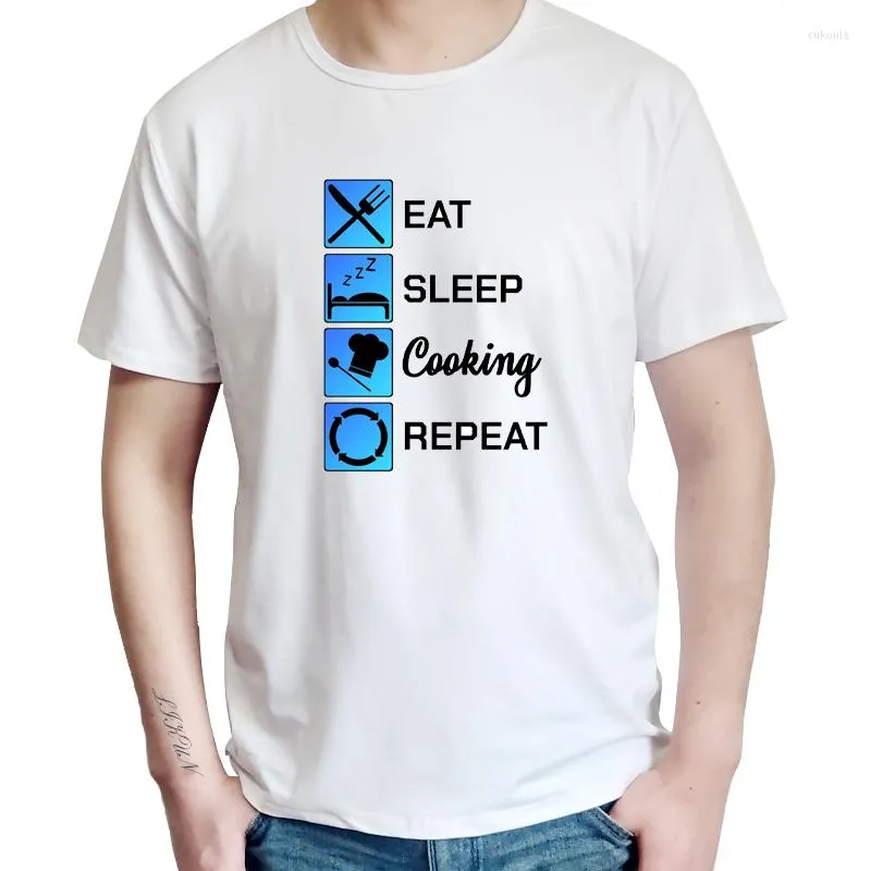 メンズTシャツ面白いクールなクールな睡眠料理の男性夏のスタイル半袖シェフライフTシャツトップカミーズセタストリートウェアティー