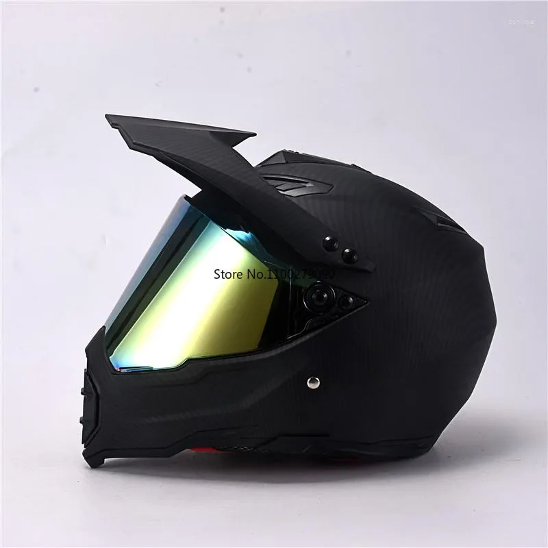Мотоциклетные шлемы ABS Углеродное волокно шлем с дорожной аккумулятор