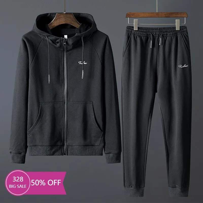 Vêtements de jogging Automne Hommes Sweatershirt Ensemble Solide Manches Longues Pantalon Survêtement Hommes Plus Taille 8XL Sweats À Capuche Sport Jump Suit Hommes Joggers