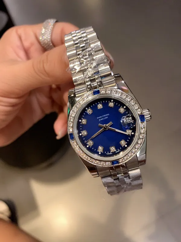 Zegarek dla kobiet projektantka na rękę 31 mm Diamentowa ramka Kwarc Ruch Kobieta na rękę Klasyczną sukienkę złotą srebrną stal ze stali nierdzewnej zegarek
