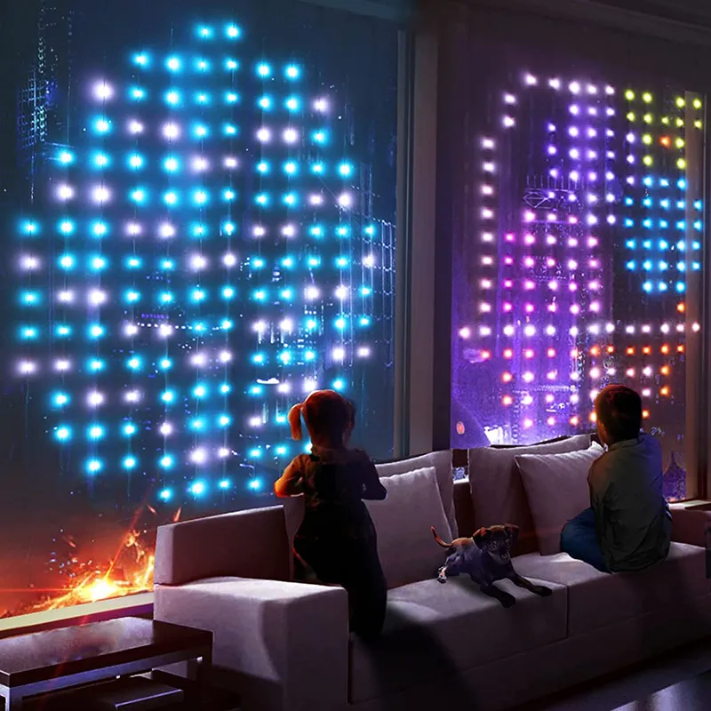 Cortina cadena luz LED programable ventana luces de hadas al aire libre 3*3M 400LEDs impermeable
