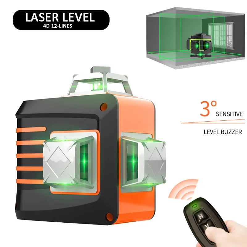 Laser Level 16 Lines 4D cross line 1 battery Green laser level self-leveling level laser horizon vertical measure