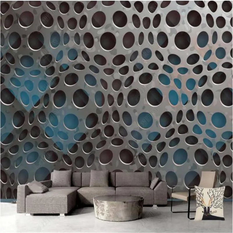 Sfondi Loft Industrial Wind Metal Honeycomb Wall Paper 3D Office Restaurant Decor Carta da parati murale grigia Papel De Parede