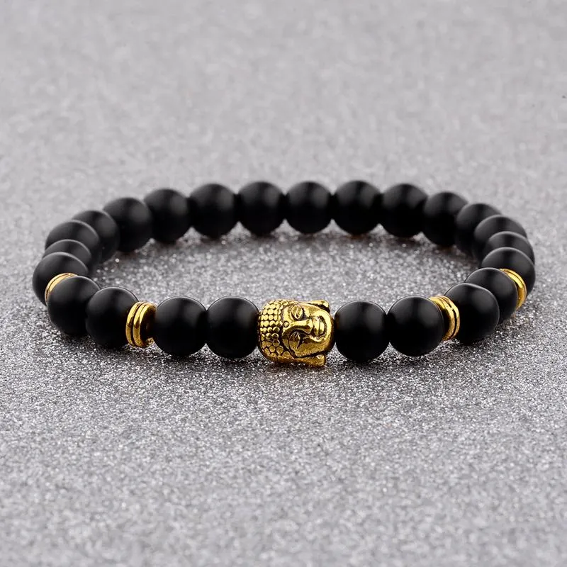 Strand Beaded Strands Ethnic Buddha Beads Black Mat Bransoletę Mężczyźni Elastyczna urok Banglakleryka dla kobiet Bileleklik Pulseras Mujer