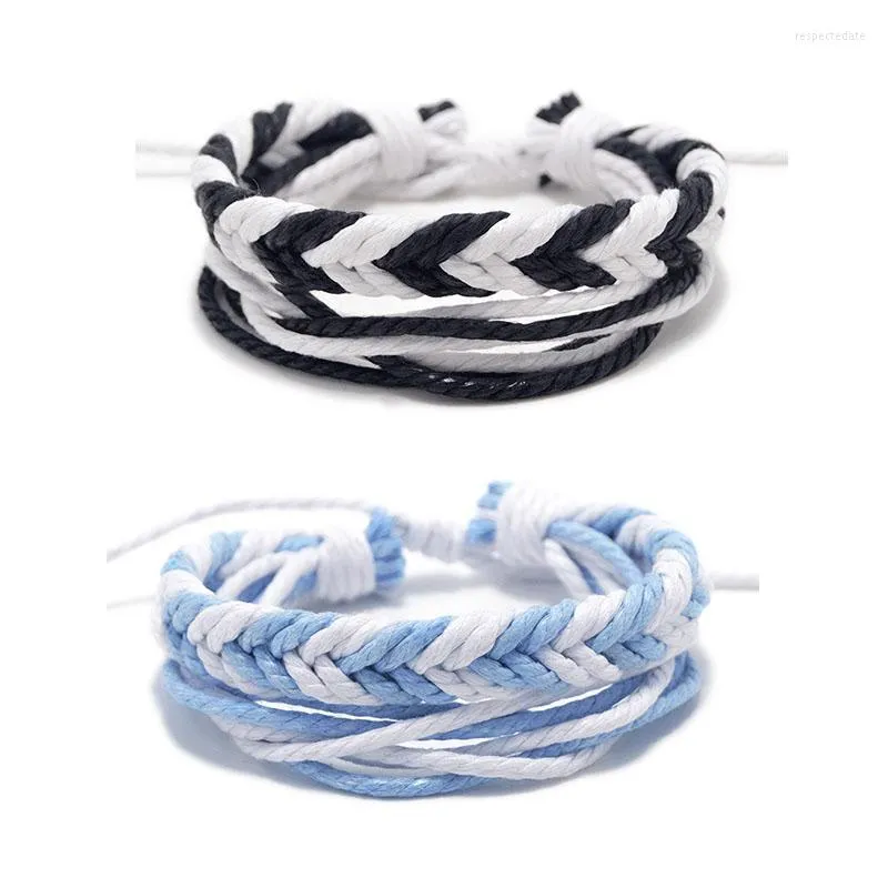 Charm Bracelets Handmade Braided Cotton Rope Bracelet For Women Charms Friendship Multilayers Bangles Wrap Wristband Jewelry