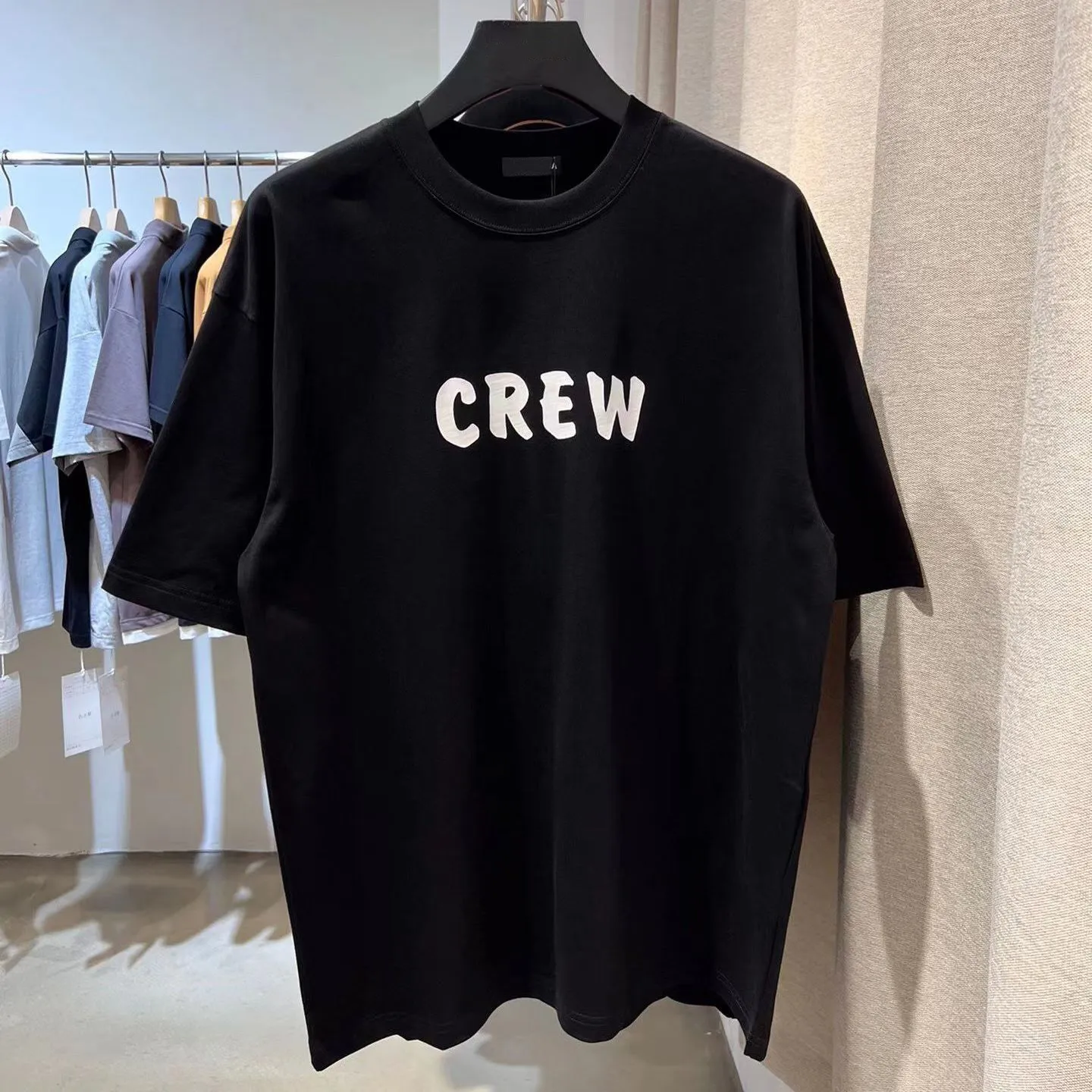 CREW Camisas de marca francesa París imprimir ropa de moda para hombre Diseñador de letras para mujer irregularidad Le pair Calidad de algodón gráfico Ropa Camisetas de manga corta