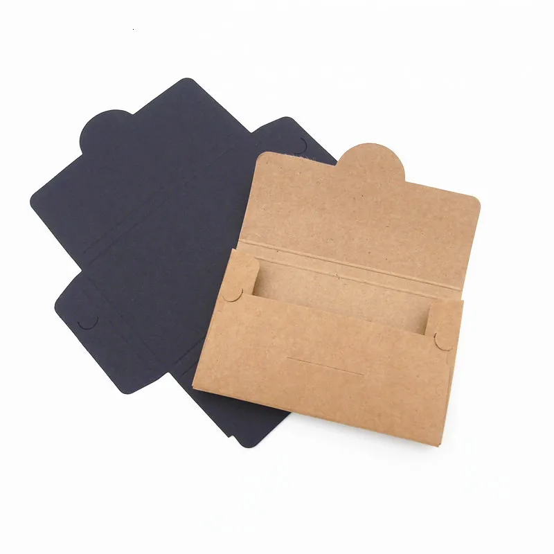 بطاقات المعايدة 50pcs/Lot Kraft Paper Pover Boxes 105x65x5mm misship packaging card box riviter ripitive reviewes 3 colors 230317