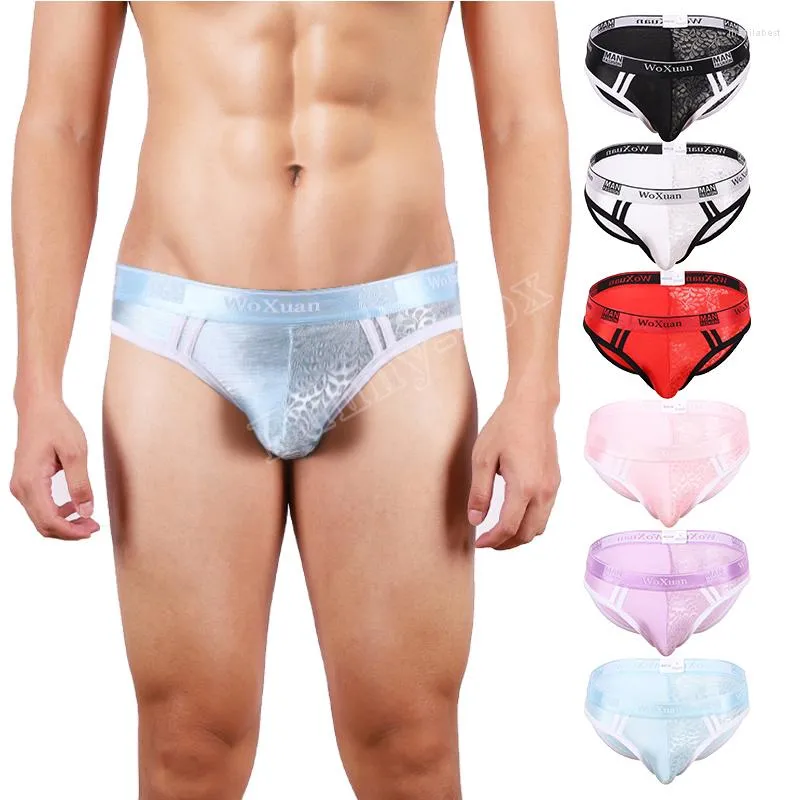 Underbyxor Summer Men's Clear Sendon Briefs spetsar Sexig homosexuell bekväm andningsbar snabbtorkande trend höftpackad låg midja