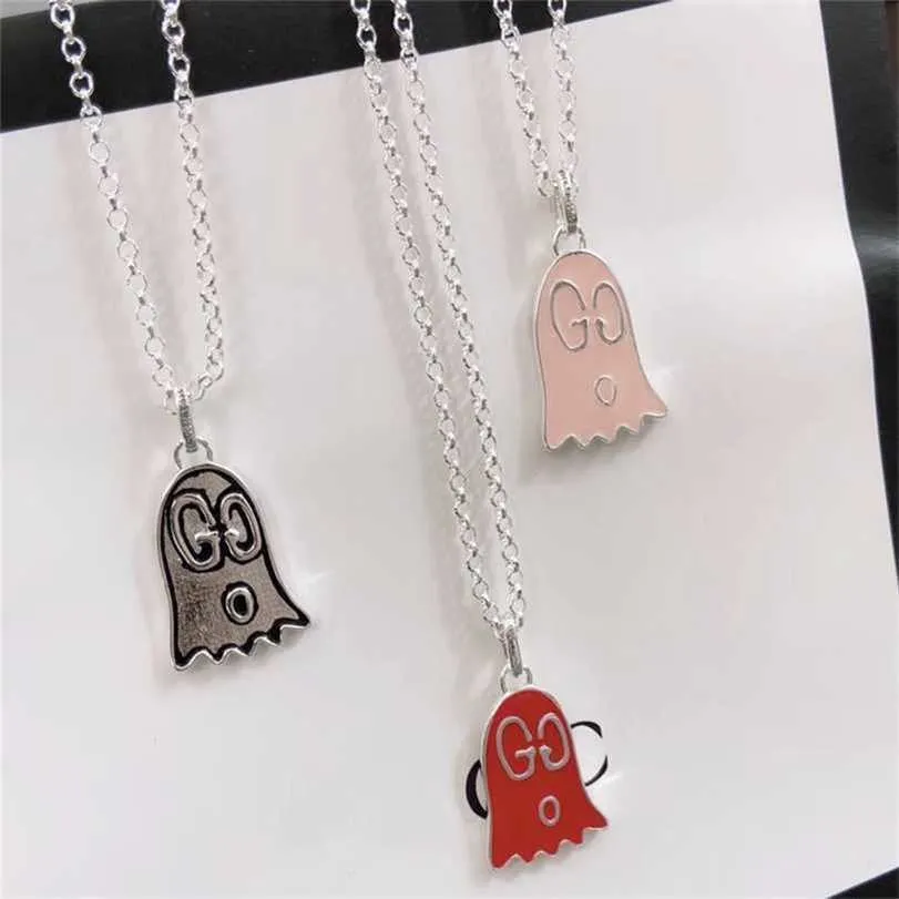 2023 Designer New Jewelry glue dropping pink primary color enamel small Necklace Fashion male and female couple clavicle chain jewelry