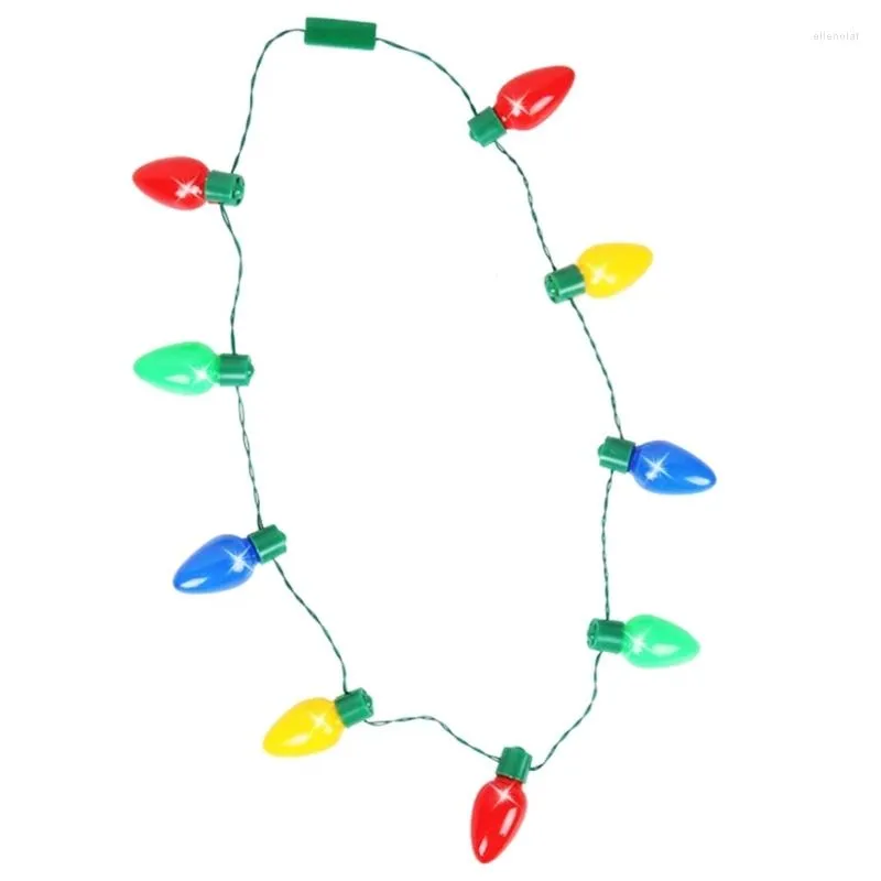 Choker Christmas Bulb Necklace LED Light-up Glowing Strawberry Party-Favors