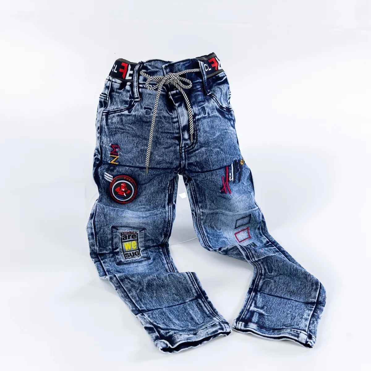 Jeans IENENS Autumn Boy's Jeans Clothes Kids Cowboy Pants Children Casual Denim Clothing Bottoms Trousers Baby Boy Casual Stretch Jean 230317