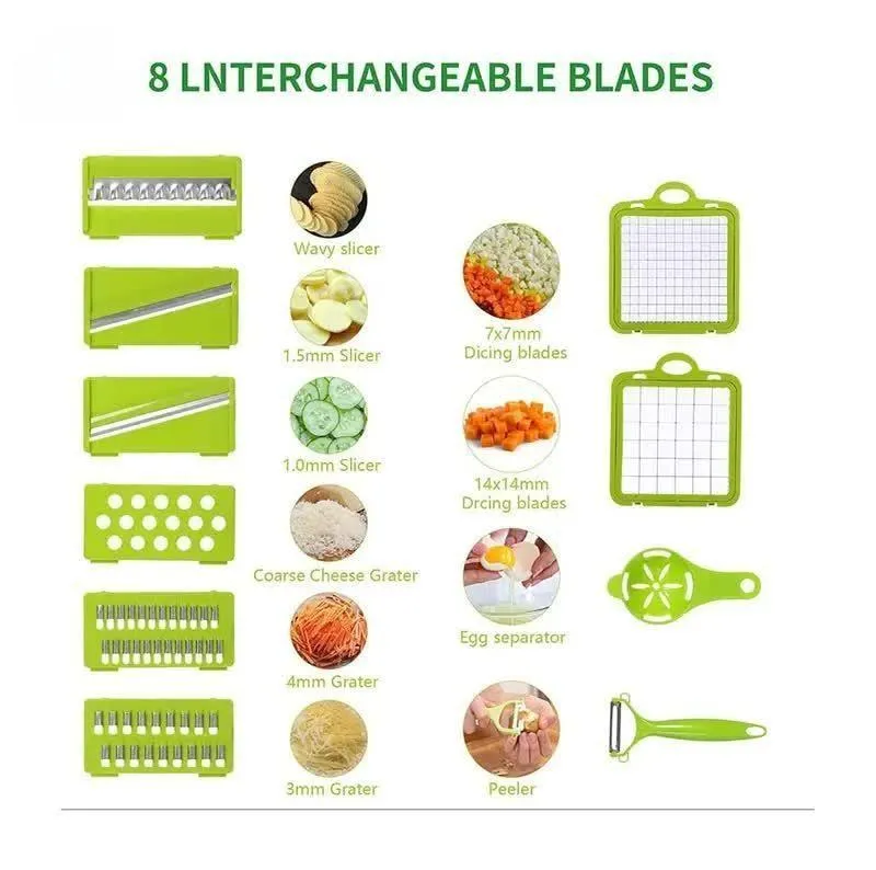Multifunctional Salad Fruit Vegetable Slicer Cutter-Carrot Potato Chopper  Cutting-Stainless Steel Blade
