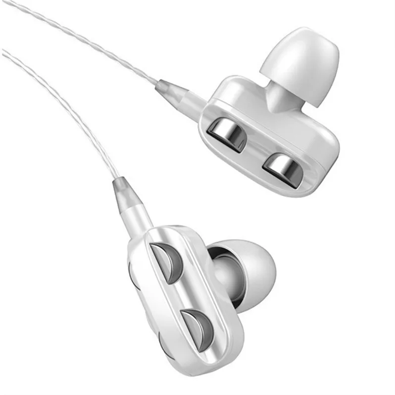 Evrensel Kablolu 3.5mm Jack Kulaklık Kulaklıkları Çift Boynuz 6D Stereo Ağır Bas Müzik Kulaklıkları Mikrofon Handfree Kulak içi kulaklıklar 4 Renk