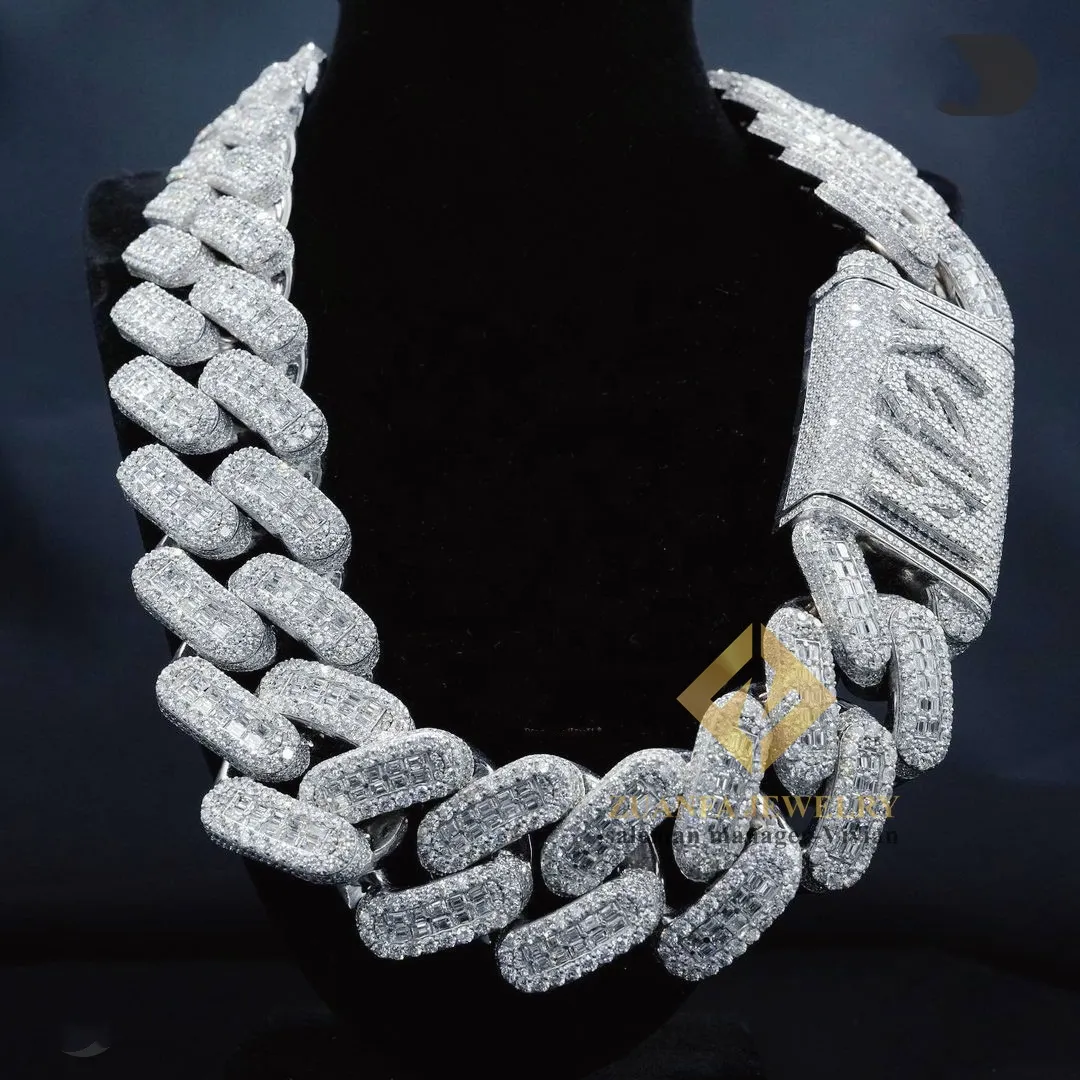 Silver Iced Out Popcorn Chain Necklace with White Diamond