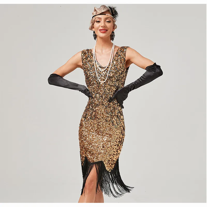 Robes Décontractées Downton Abbey Demoiselle D'honneur Invité De Mariage Cravate Noire Jazzage Robe Flapper Années 1920 Great Gatsby Art Déco 230317