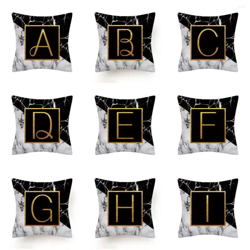 Kissen Kreative Marmor Textur Gold Alphabet Abdeckungen Moderne Nordic Einfache Fall Dekorative Sofa Bett Sitz Kissen