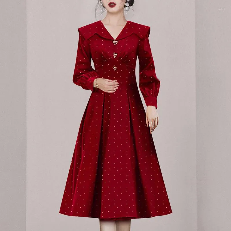Red Wine Dresses Vintage Midi Dress, Elegant V Neck... From Join3, $35.32  In Bulk | DHgate.Com