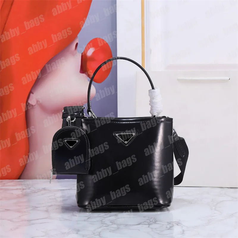 Drawstring Buck çantaları Erkek Kadınlar Crossbody Bag Panier Toates Tasarımcı Patent Deri Omuz Çantası Çanta Kara Çanta ile Kayış