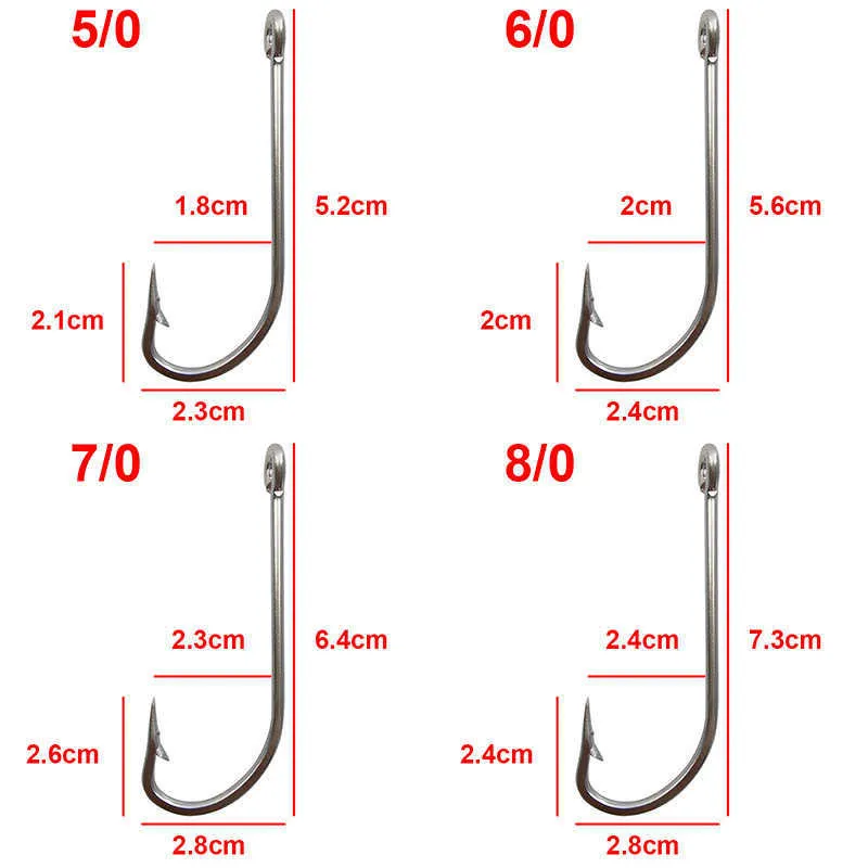 Stainless Steel Viaadi Fishing Hooks With Extra Long Shank White