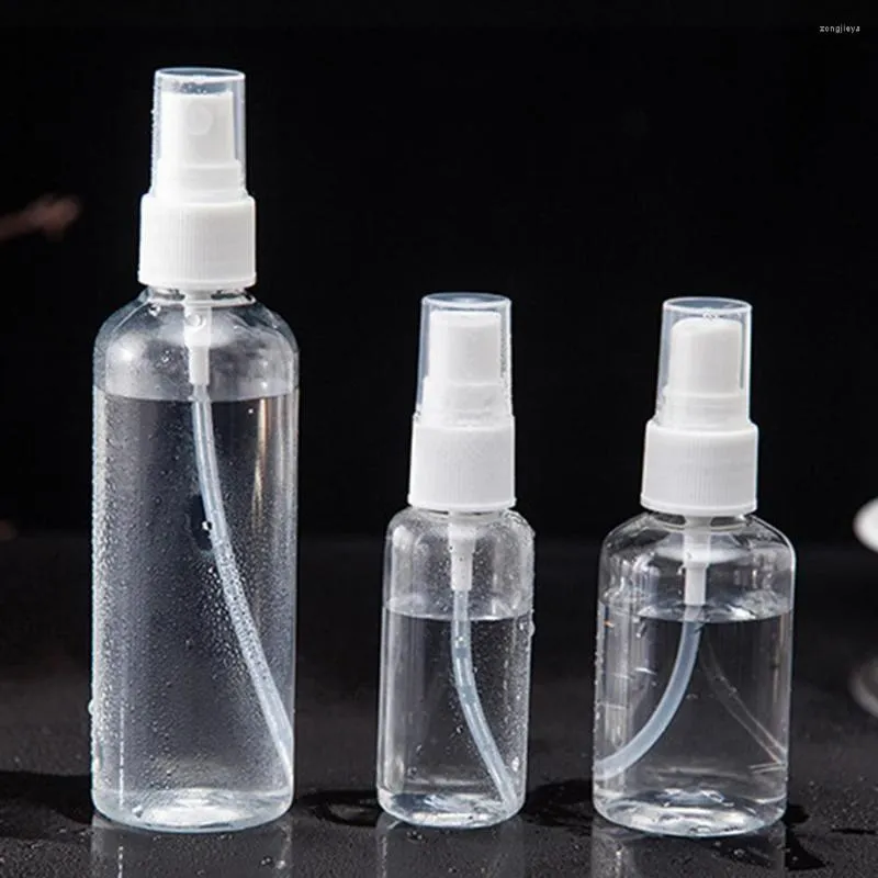 Lagringsflaskor 1 st 30 ml 50 ml 100 ml transparent plastatomizer Clear Pet Travel Small Mini Portable Tom Spray Refillable Bottle