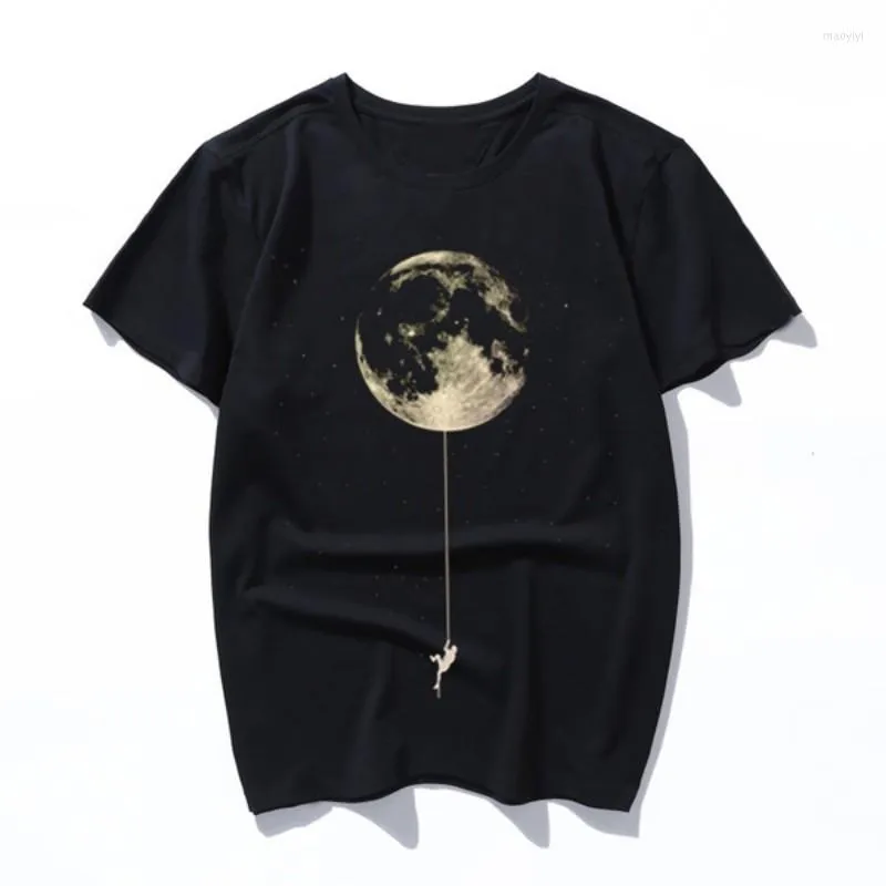 Heren t shirts maan klimmer dames t-shirts artistieke olieverfschilderij Harajuku esthetische ulzzang oversized heren shirt Koreaanse kleren