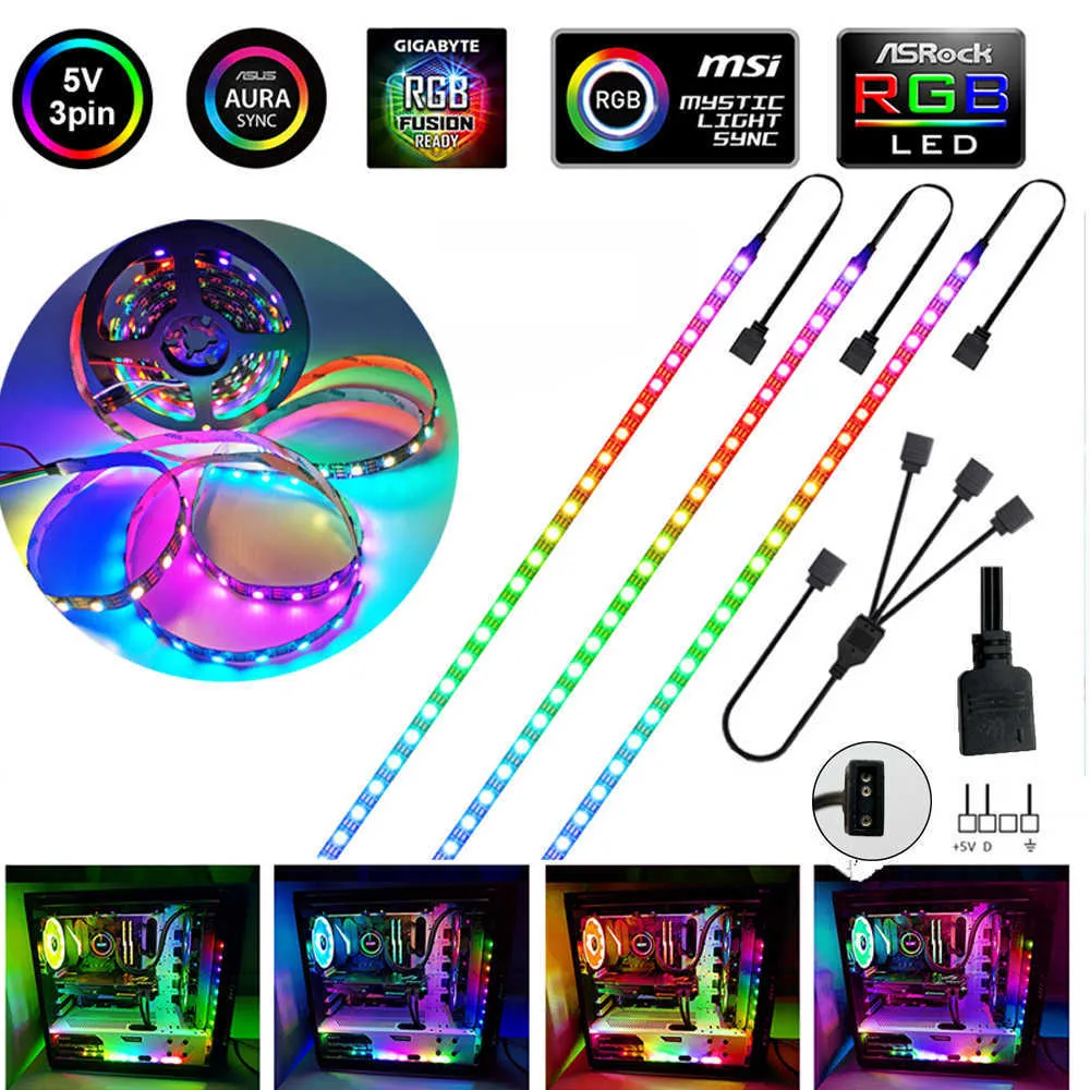 LED Strips WS2812B RGB LED Strip 5V 3 Pin Addressable LED Headers PC for ASUS AURA SYNC MSI Mystic Light Sync GIGABYTE RGB Fusion 2.0 P230315