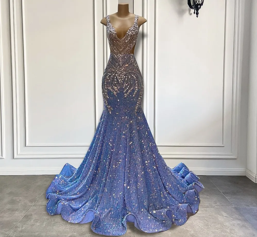 blue and silver formal dresses Zapaka Women Grey Blue Plus Size Prom Dress A Line V Neck Formal Dress with Appliques, Grey Blue / US2