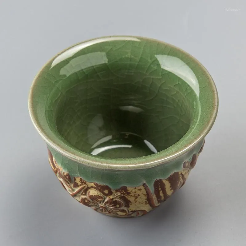 Tasses soucoupes ensemble de tasses à thé chinois tasse à thé rétro porcelaine rugueuse outils de brassage de cérémonie de haute qualité pour cadeau D045