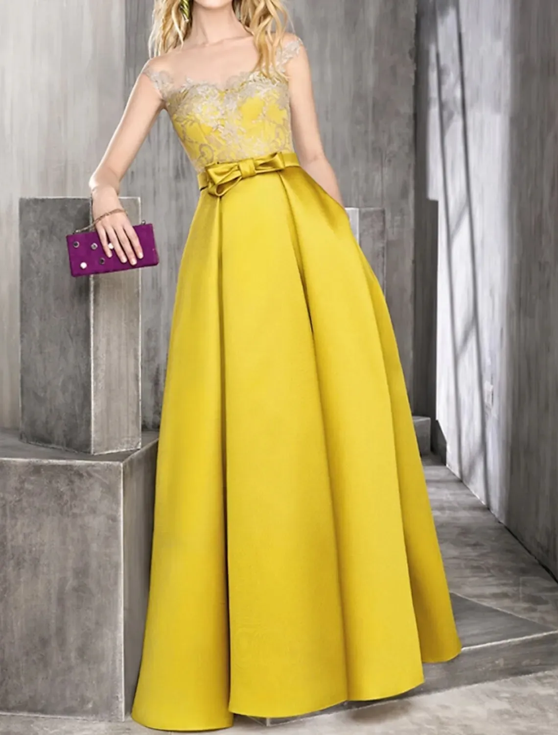 Custom Made A Line Prom Dress With Pockets 2023 With Illusion Neckline