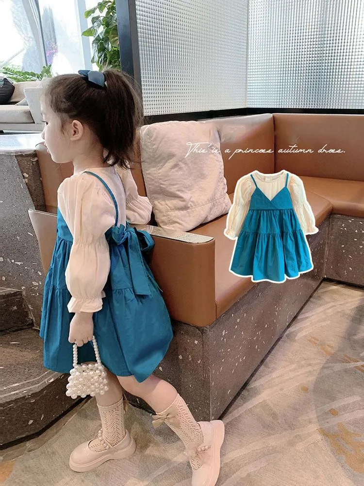 Girl Dresses Girls Fashion Clothing 2023 Spring Kids Cute Korean Style Toddler Puff Sleeve Wholesale Cotton Princess Dress