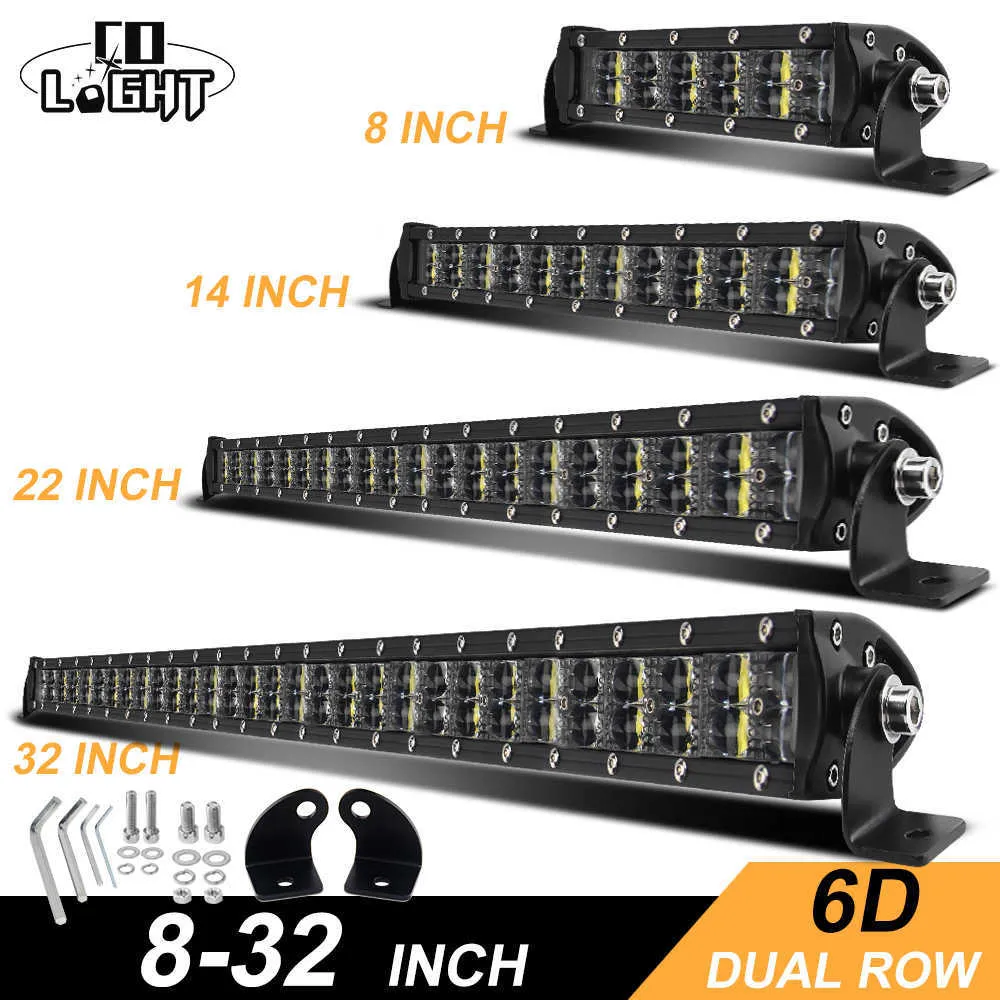 Светодиодные полоски Co Light 6d Offroad Light Bar 36W 72W 120W 180 Вт Слим светодиодный светодиод для трактора для трактора LADA 4WD 4x4 Truck Sup ATV 12V 24V P230315