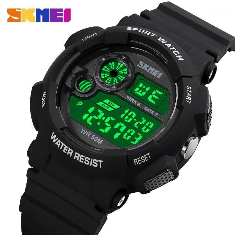 Wristwatches 5Bar Waterproof Male Digital Wrist Watch Military Chrono Stopwatch Clock LED Light Men's Watches Relogio Masculino