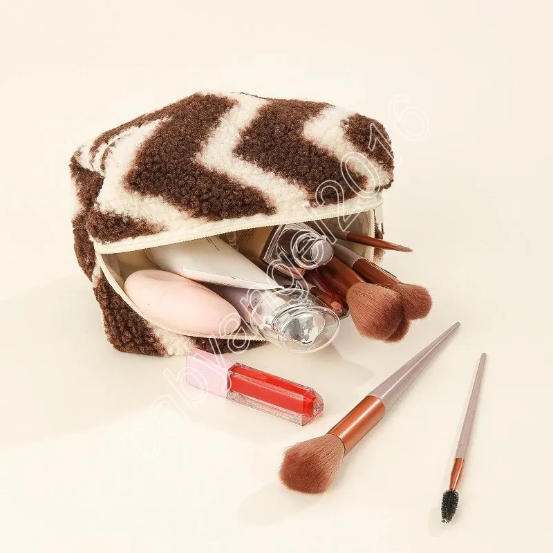Soft pluche strip voor dames cosmetische tassen lippenstift bovenaf make-up organisator grote capaciteit ID-kaart Student Stationery Pencil Bag
