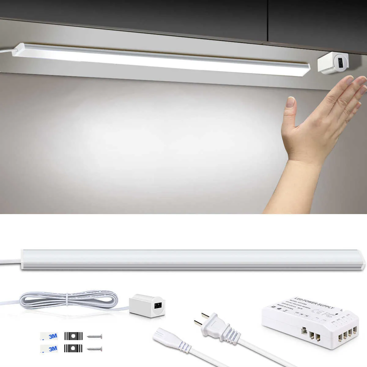 LED Strips led Hand Wave Sensor Light Bar Lamp Wardrobe Cupboard Sensor Light Tube Aluminum For Kitchen Closet Night Lamp with 220V EU Plug P230315