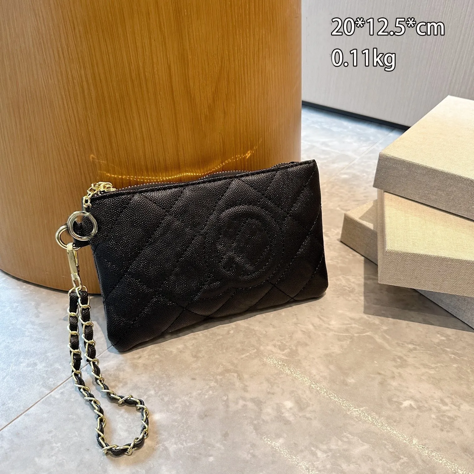 Designer Small Black Clutch Bag For Women And Men 20CM Wristlet