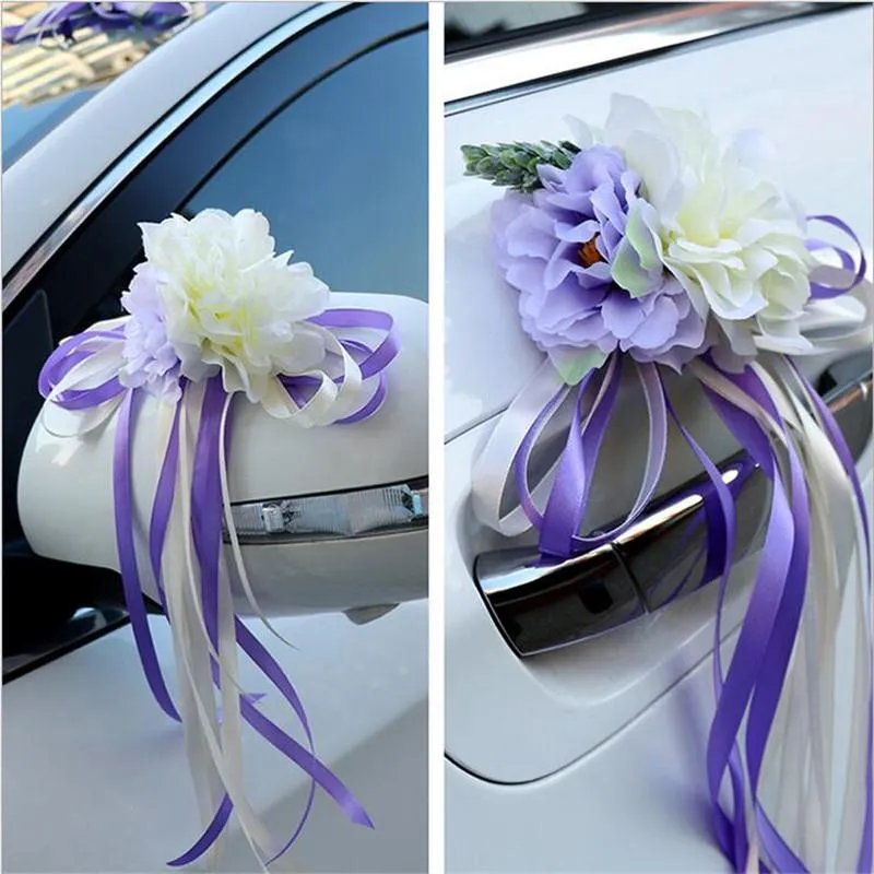 Wedding Car Decorations With Flower Bouquet Stock Photo, Picture