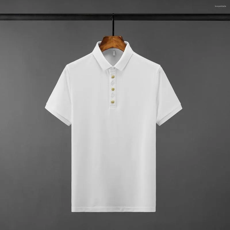 Men's T Shirts Luxury Cotton Mens Gold Rose Buttons Short Sleeve Casual Man Fashion Summer Slim Fit Male T-shirts 3xl