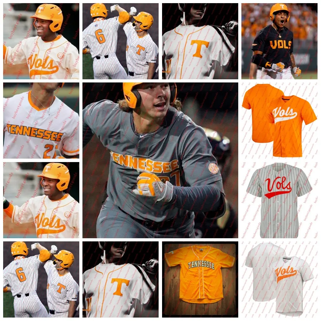 Maillot de baseball personnalisé des volontaires du Tennessee Jared Dickey Blake Burke Christian Moore Zane Denton Chase Burns Chase Dollander Drew Beam Seth Halvorsen