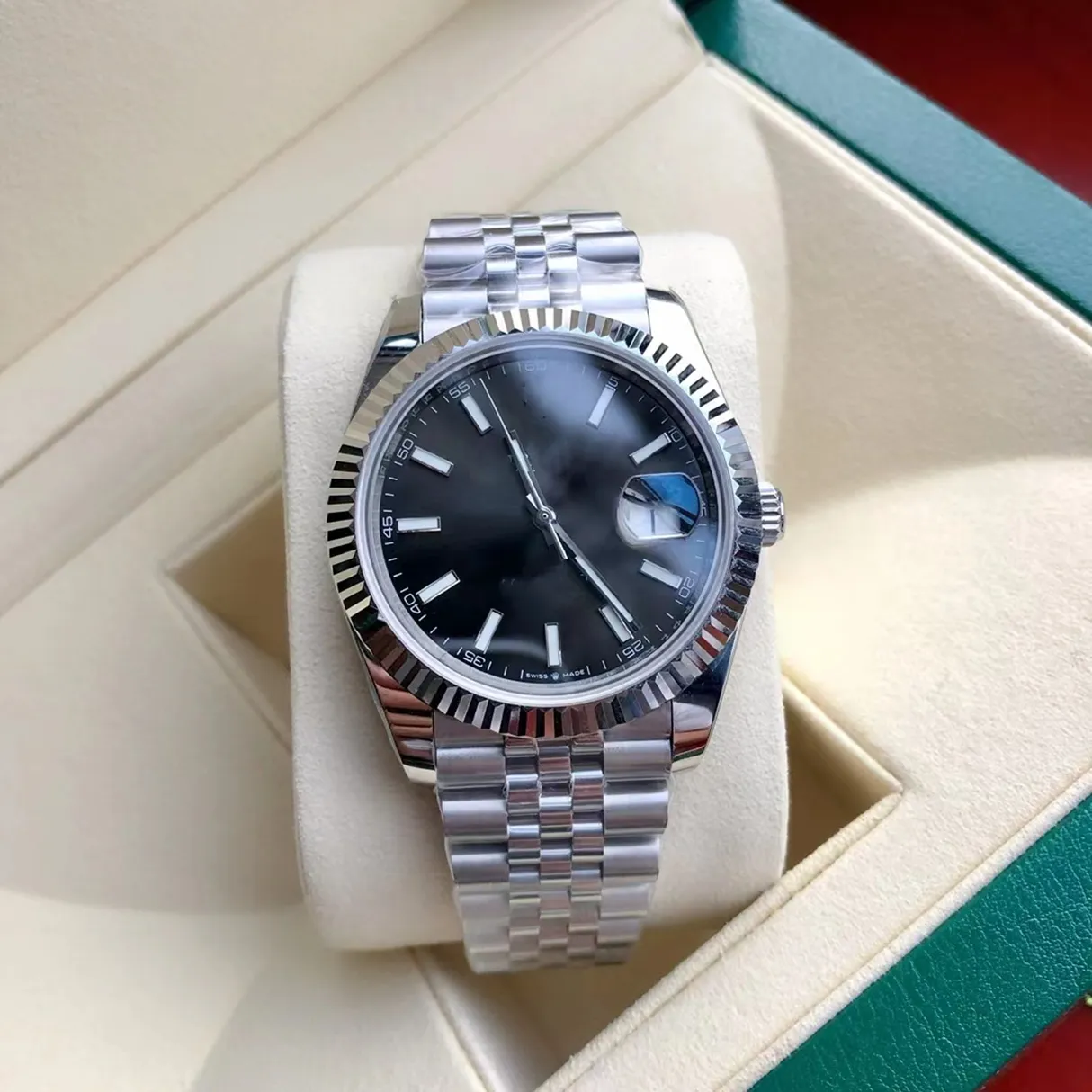 Com caixa original de alta qualidade Luxo Silver Black Watch 41mm Presidente DateJust 116334 Sapphire Glass Asia 2813 MOVIME