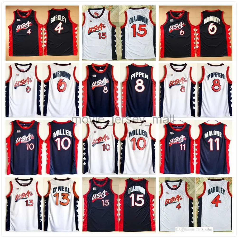 Stitched 1996 USA Dream Team Basketball Jerseys 15 Hakeem Olajuwon