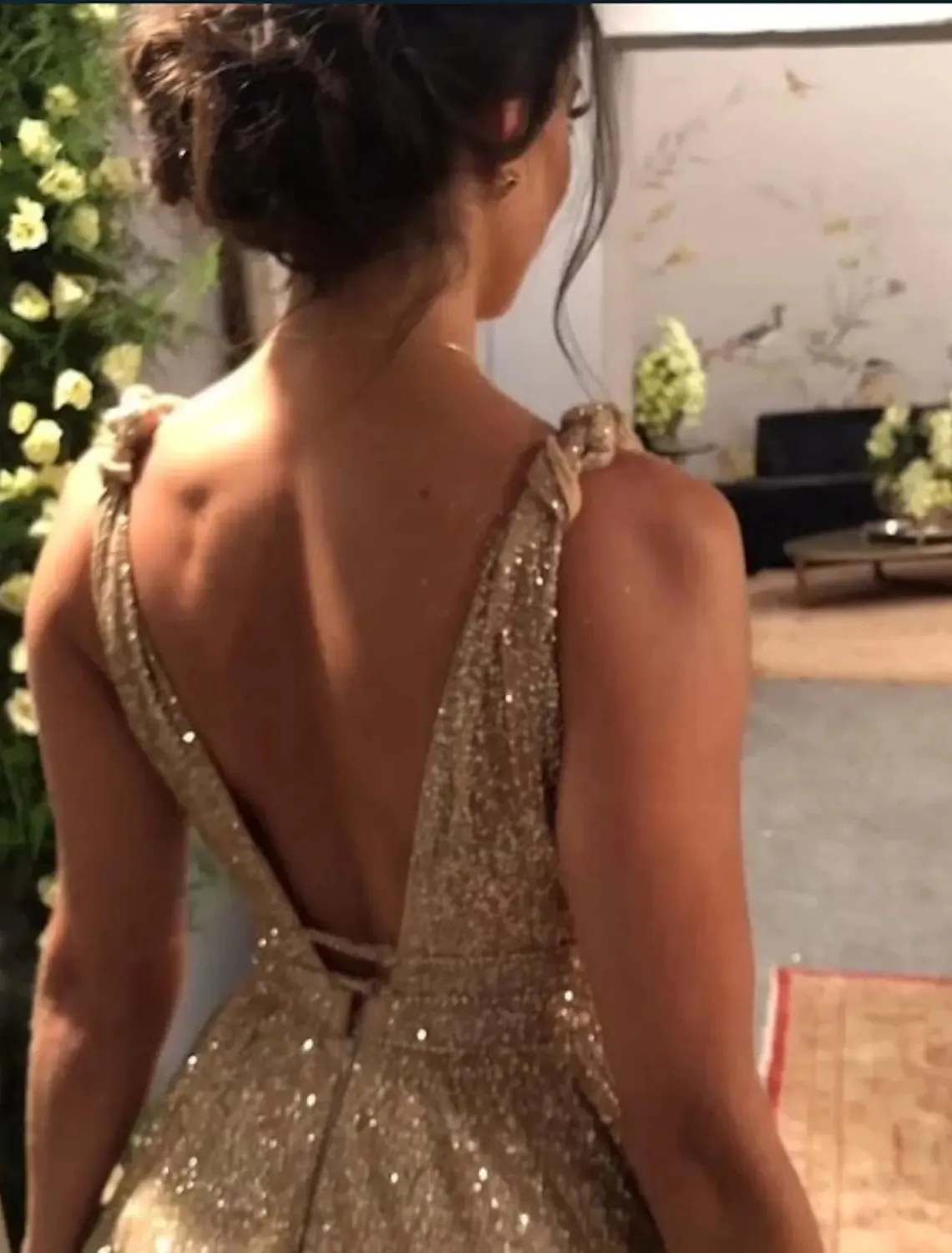 Sexy Gold Sequin A Line Formal Dress Sleeveless... From  Donnaweddingdress26, $133.67 | DHgate.Com