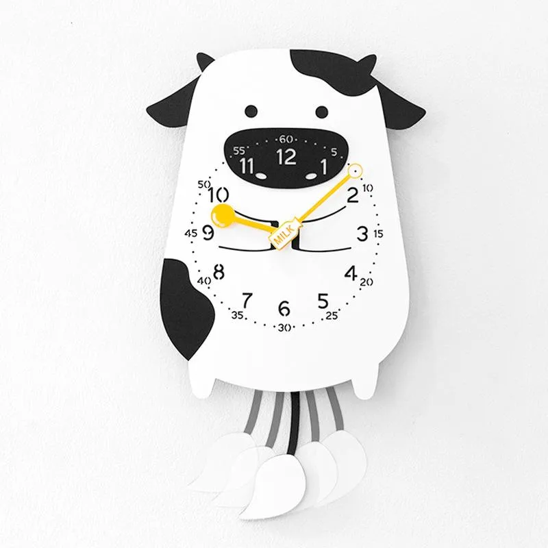 Horloges murales enfants belle bande dessinée balançoire horloge décoration moderne pendule créatif animal numérique reloj de pared