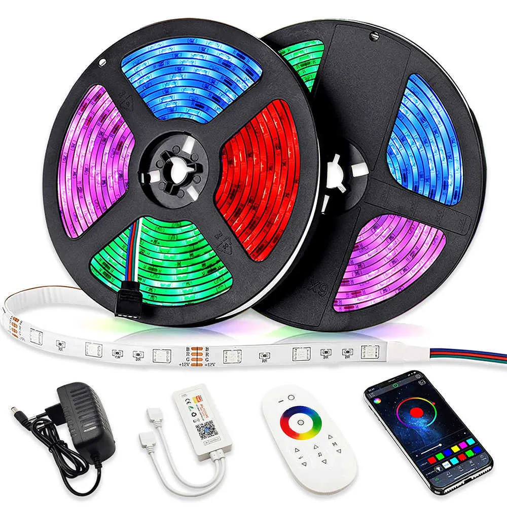 أشرطة LED LED Strip Lights Bluetooth Alexa Control Luces RGB 5050 12V LAMP LAMP TAPE TANYA SMART LUZ لمهرجان TIRA ROOM FITA DICE P230315