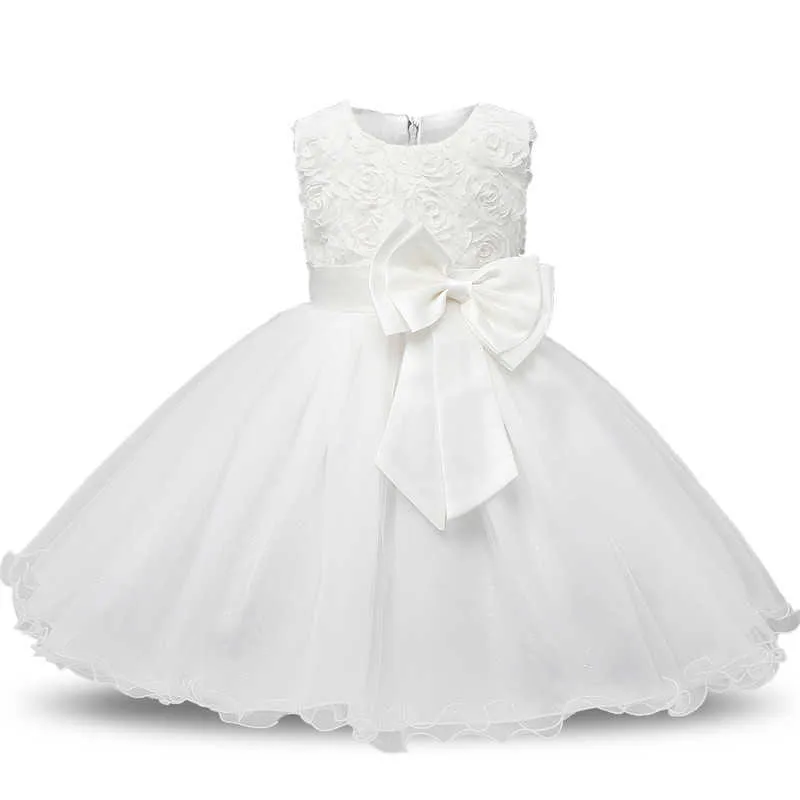 Robes de fille blanche dentelle fleur filles robe de mariée cérémonies formelles robe robe de bal enfants vêtements petite fille anniversaire baptême robe