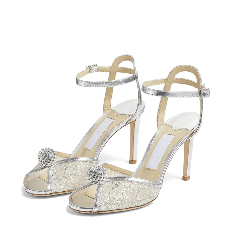 Sandały modowe Kobiety Pumps London Sacora 85 Włosze Originals Kids Sling Ryba usta Pearl Ozdoby ozdobione slingback Party Wedding Party Sandal High Heels Box UE 35-43