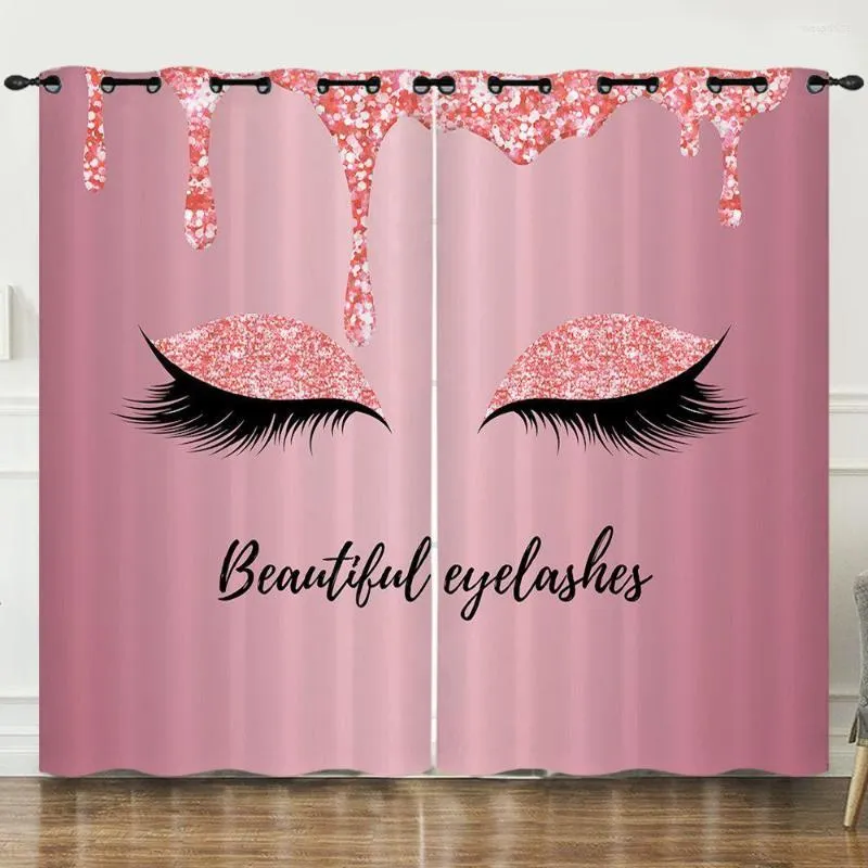 Curtain Thick Makeup Long Eyelash Print Blackout Curtains Bedroom Study High Simple Modern 2Pcs/set Cortinas