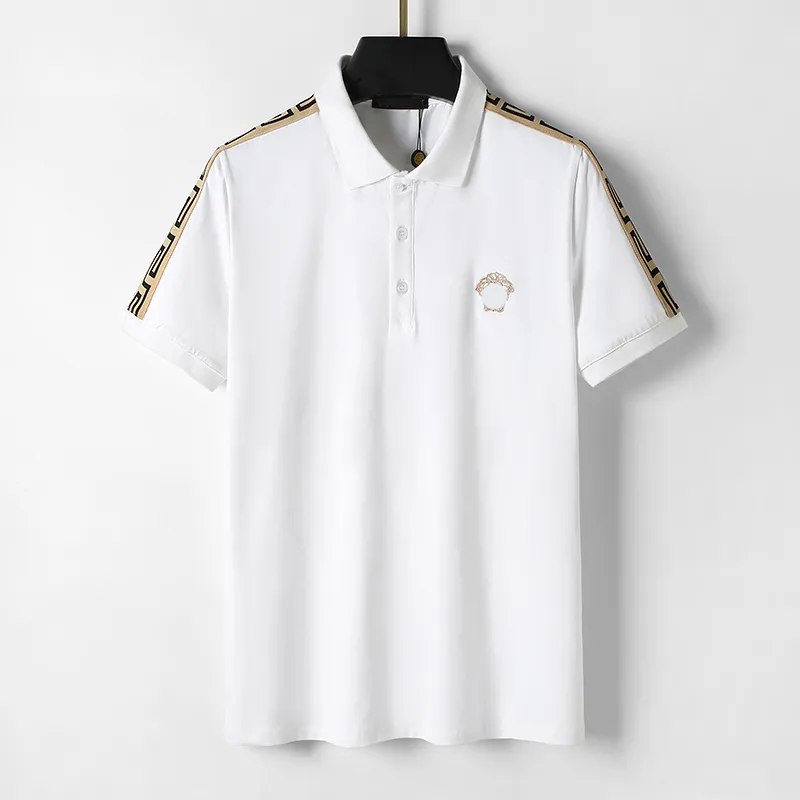 Modedesigner Herren-Poloshirt in Schwarz und Weiß mit mehreren Stilen, T-Shirt, Sommer, lässig, Stickmuster, reine Baumwolle, High-Street-Business-Mode-Kragenhemd, M-3XL#99
