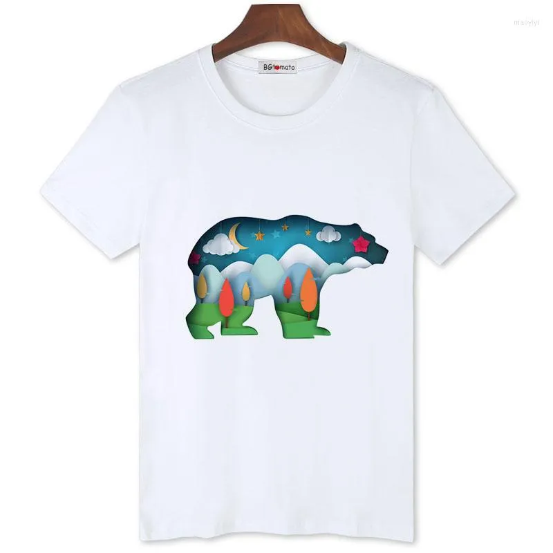 Herr t -skjortor bgtomato miljö isolar björn skjorta avslappnade toppar god kvalitet bekväm kort för män hip hop tshirt