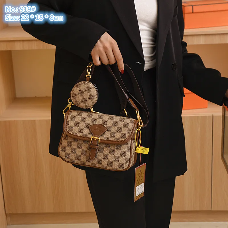 Fábrica atacado senhoras sacos de ombro 3 cores elegante xadrez mensageiro saco este ano popular plug-in moeda bolsa moda bolsa contraste mochila de couro 919 #