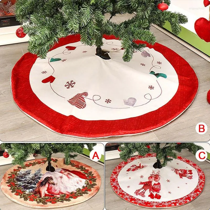 Decorazioni natalizie Gonna per albero economica da 48 pollici Chiusura invisibile in nylon Grembiule natalizio Decorazione Centro commerciale El Home Ds99